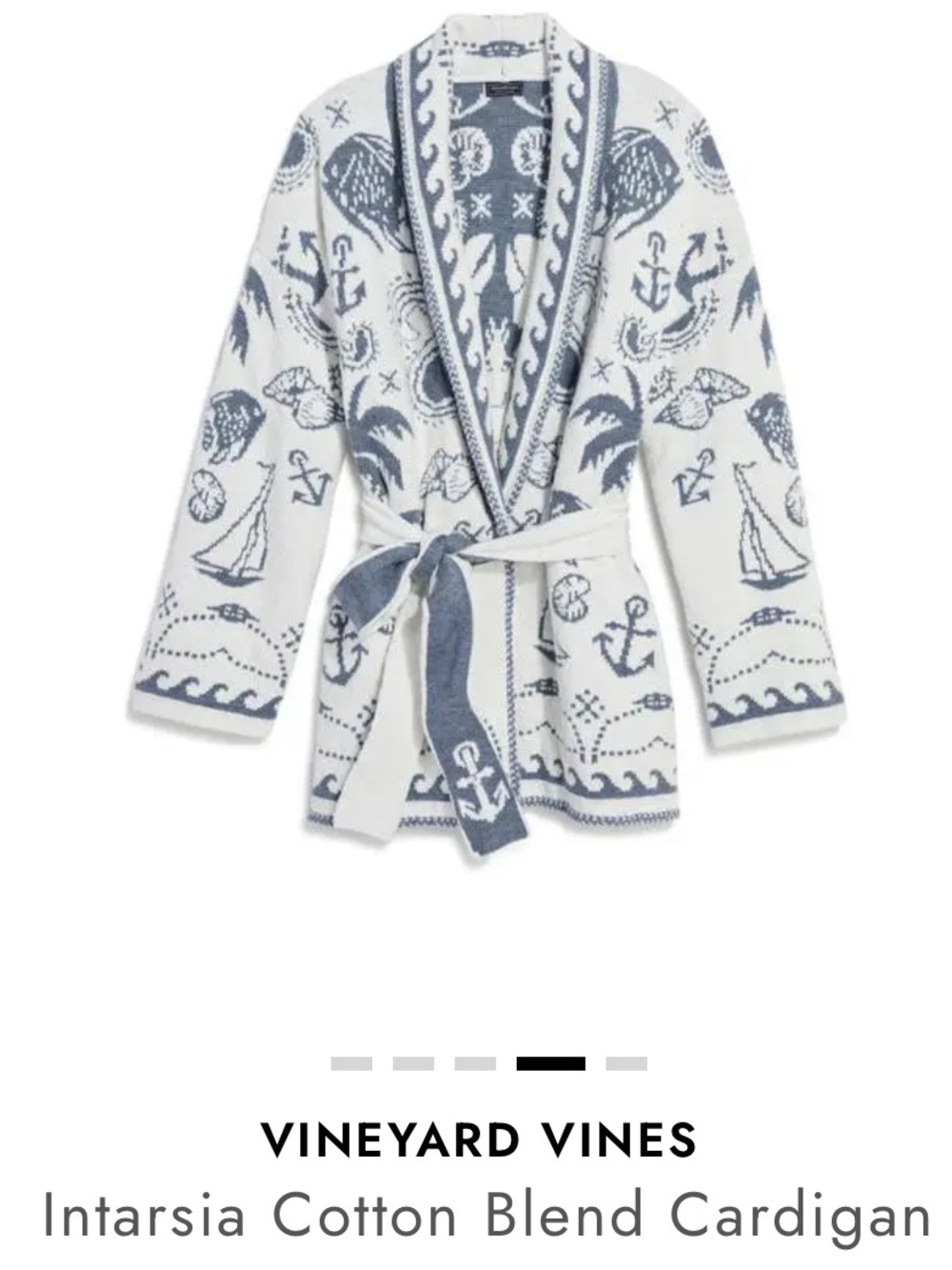 Vineyard Vines White and Light Blue Intarsia Nautical Cardigan Large NWT - Picture 4 of 16